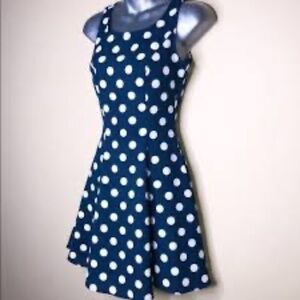 H&M Divided Navy Blue Polka Dot Dress